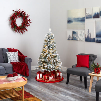  5-ft Flocked Rock Springs Spruce Christmas Tree | 150 LED Lights