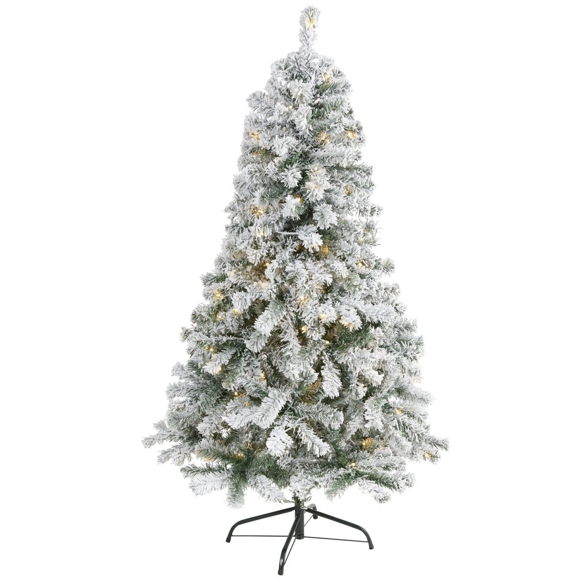  5-ft Flocked Rock Springs Spruce Christmas Tree | 150 LED Lights