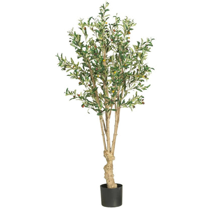  5-ft Mediterranean Olive Silk Tree – Lifelike Faux Foliage In Nursery Planter