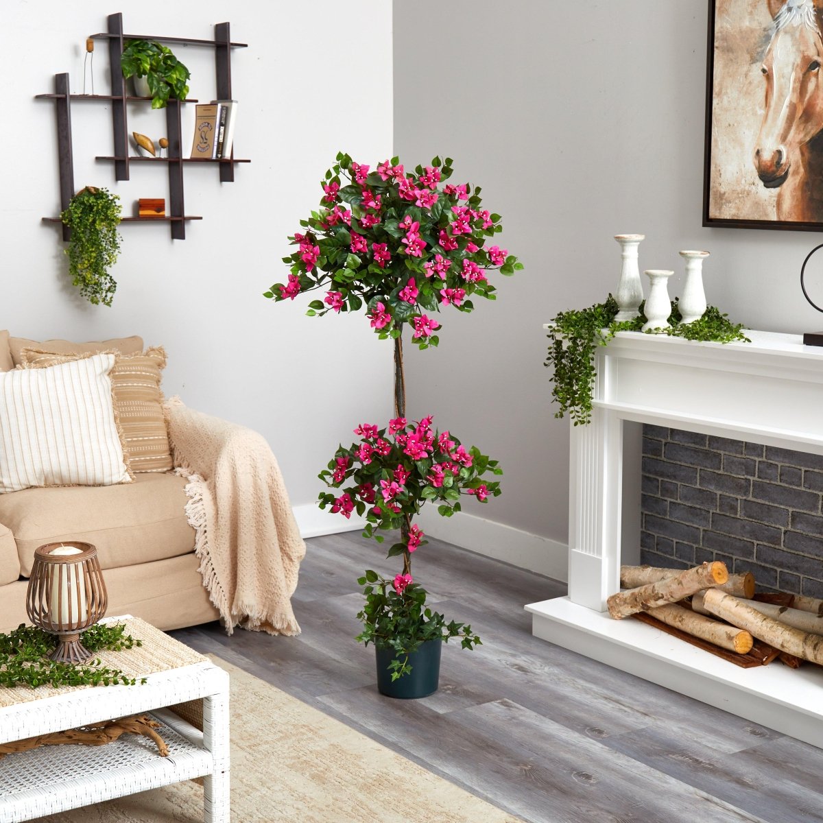  5-ft Mini Bougainvillea Topiary | Elegant Faux Floral Décor