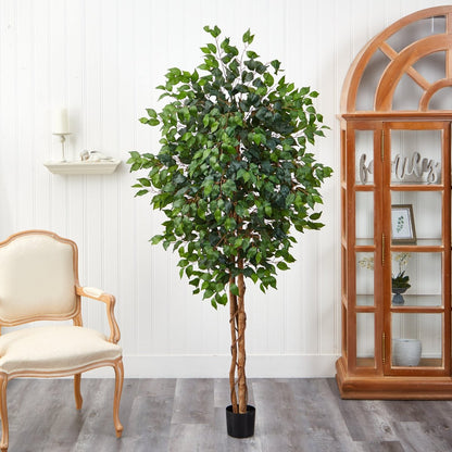  6-ft Silk Ficus Tree – Lifelike Polyester Indoor Artificial Tree