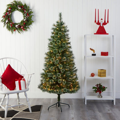  6-ft Wisconsin Slim Snow Tip Pine Tree – Compact Elegance For Holiday Cheer