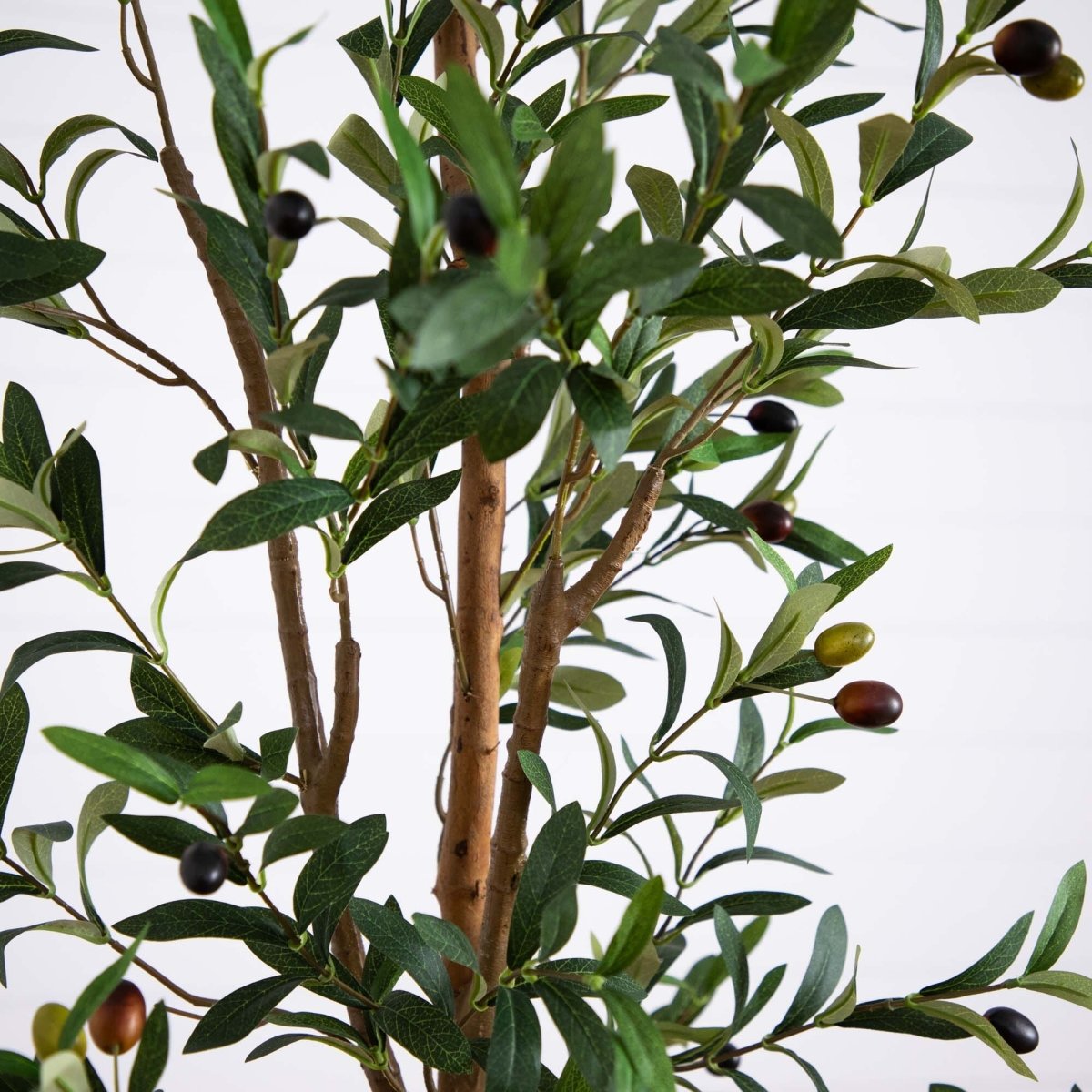  7-ft Artificial Olive Tree With Natural Trunk & Handmade Jute Basket