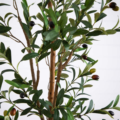  7-ft Artificial Olive Tree With Natural Trunk & Handmade Jute Basket