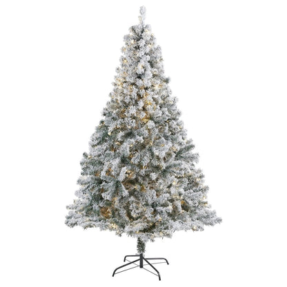  7-ft Flocked Rock Springs Spruce Tree | 350 LED Lights & Snow