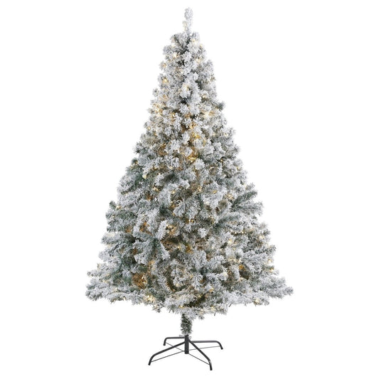  7-ft Flocked Rock Springs Spruce Tree | 350 LED Lights & Snow