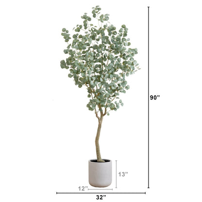  7.5-ft Faux Eucalyptus Tree | Realistic Indoor Greenery – Ed's Plant Shop