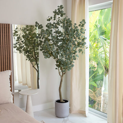  7.5-ft Faux Eucalyptus Tree | Realistic Indoor Greenery – Ed's Plant Shop