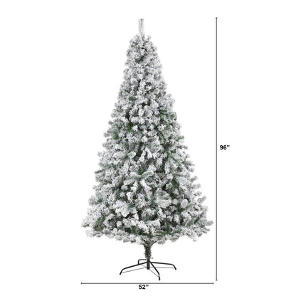  8-ft Flocked Rock Springs Spruce Artificial Christmas Tree