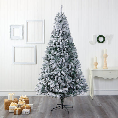  8-ft Flocked Rock Springs Spruce Artificial Christmas Tree