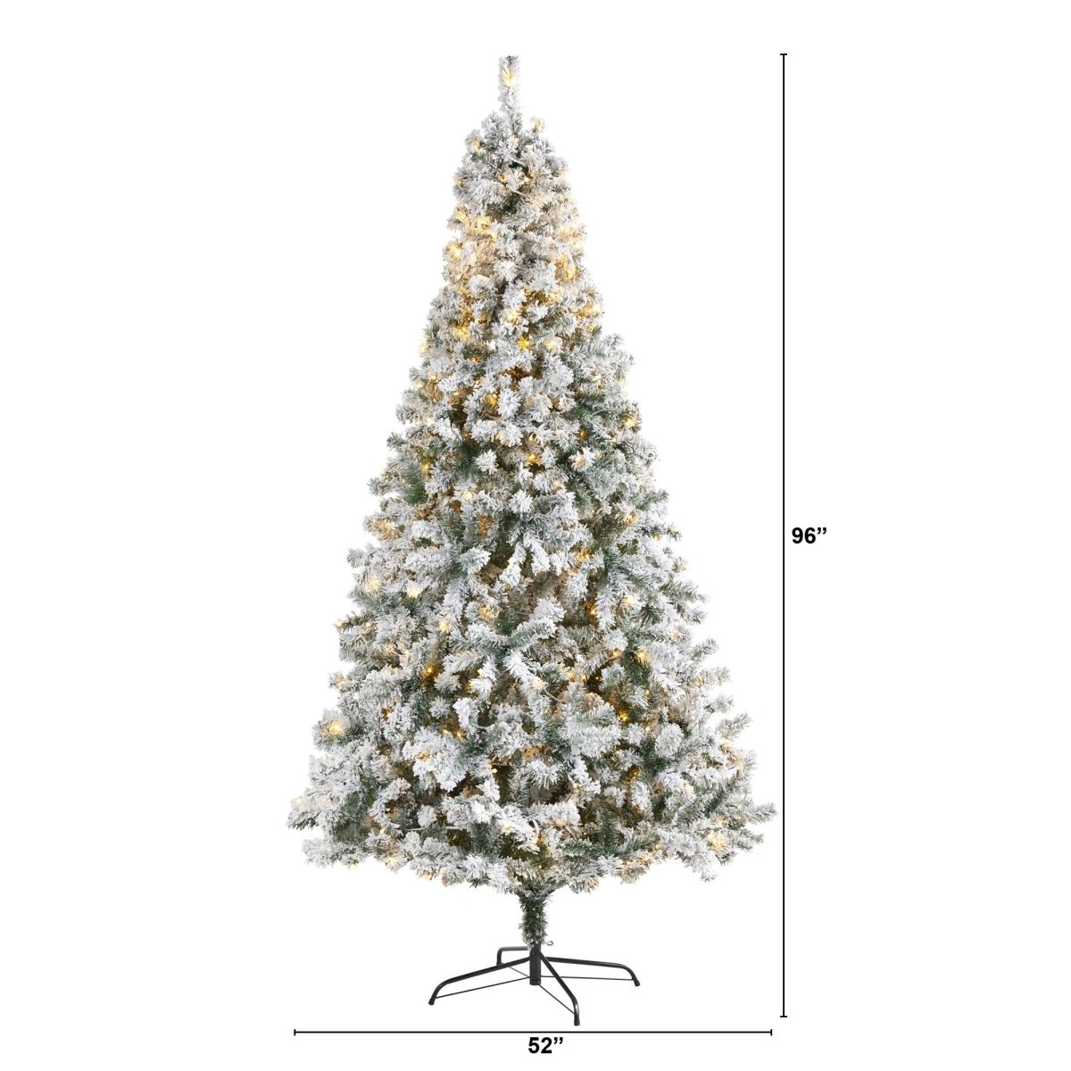  8-ft Flocked Rock Springs Spruce Artificial Christmas Tree With 500 Clear LED Lights & 1186 Bendable Branches