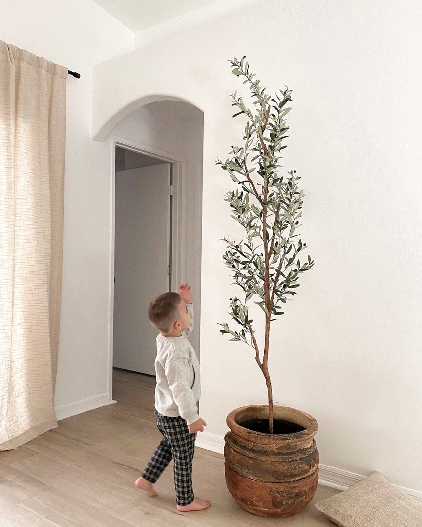  82-in Artificial Olive Tree – Tall, Rustic & Lifelike Décor Accent