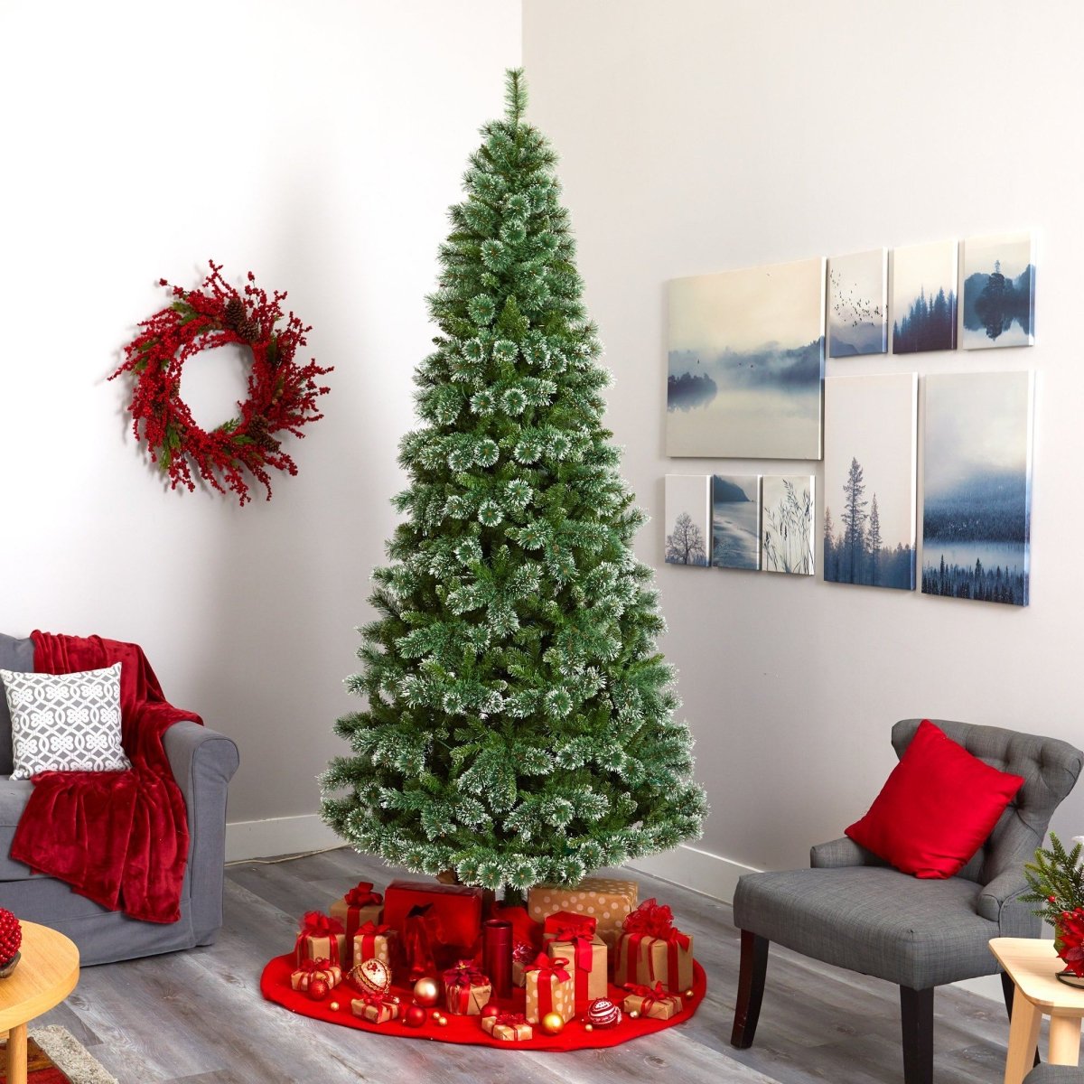  9-ft Slim Snow Tip Pine Tree – A Tall, Festive Elegance For Any Space