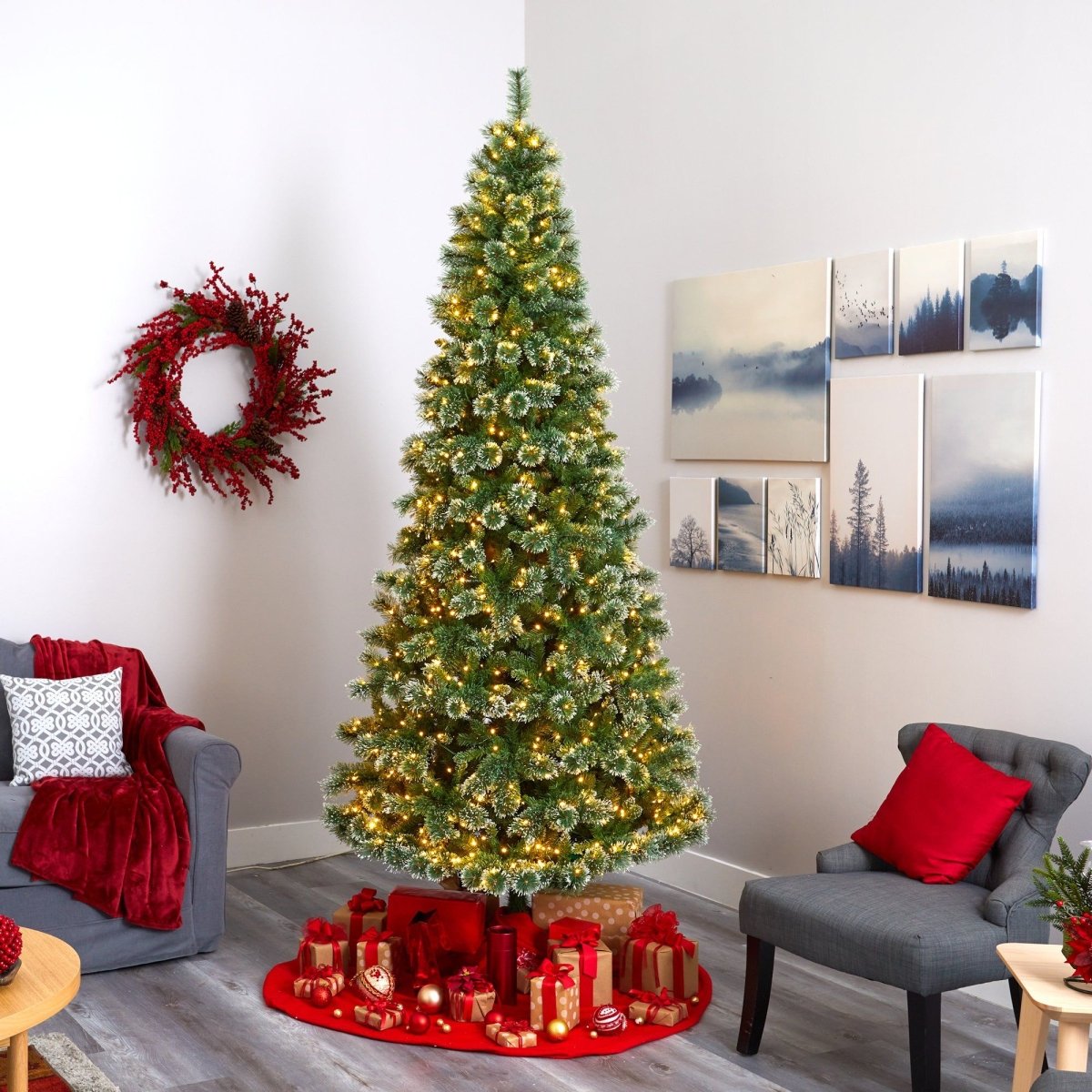  9-ft Slim Snow Tip Pine Tree – A Tall, Festive Elegance For Any Space
