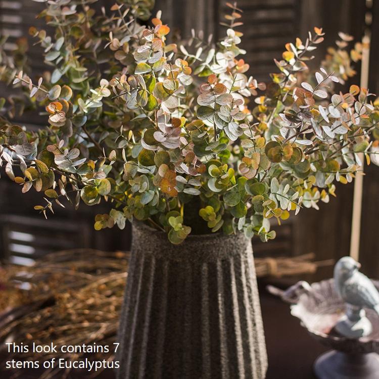  Artificial Faux Plant Eucalyptus Stem Autumn Green 26" Tall