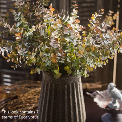 Artificial Faux Plant Eucalyptus Stem Autumn Green 26" Tall