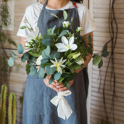  20" Tall Artificial Flower Bouquet - Clematis And Rose In Greenery