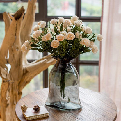  Artificial Flower Eco PE Camellia Bloom Stem Set In White 16" Tall