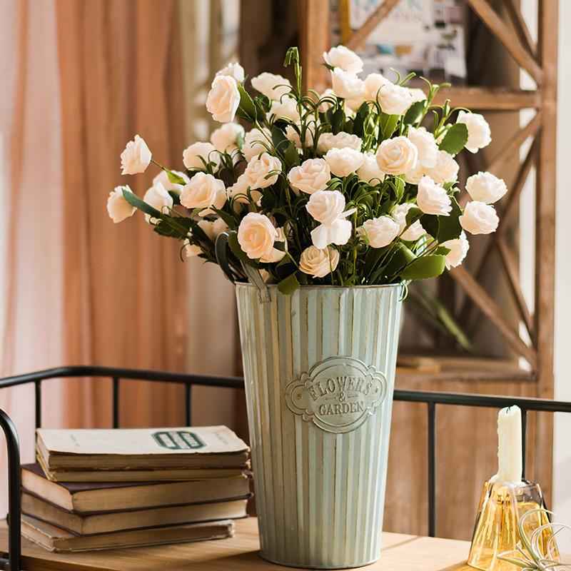  Artificial Flower Eco PE Camellia Bloom Stem Set In White 16" Tall