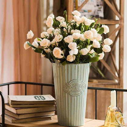  Artificial Flower Eco PE Camellia Bloom Stem Set In White 16" Tall