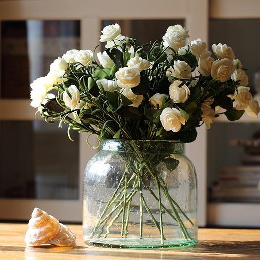 Artificial Flower Eco PE Camellia Bloom Stem Set In White 16" Tall
