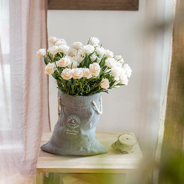  Artificial Flower Eco PE Camellia Bloom Stem Set In White 16" Tall