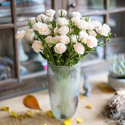  Artificial Flower Eco PE Camellia Bloom Stem Set In White 16" Tall
