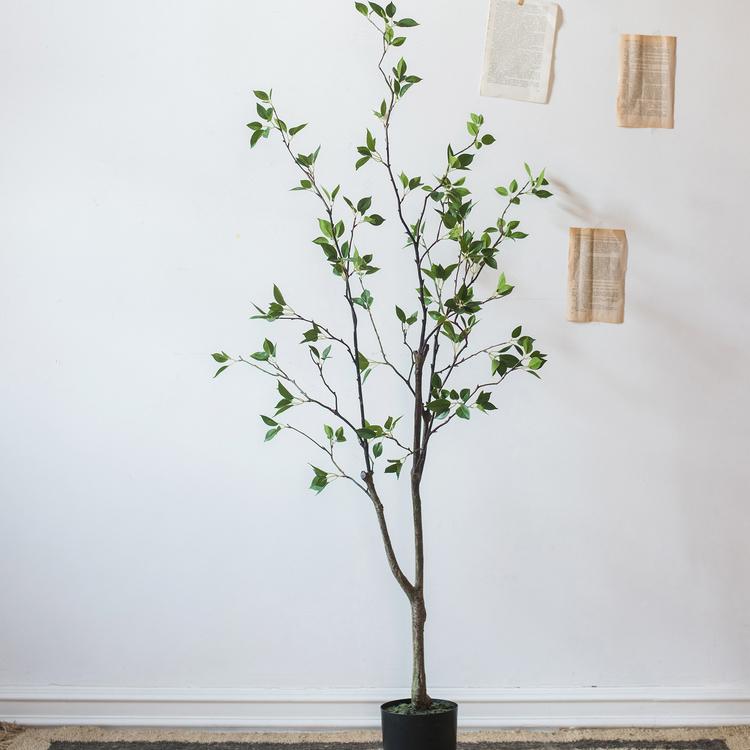  Green Leaf Faux Tree In Pot – 5′ & 6′ Handmade Silk Plant