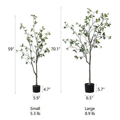  Green Leaf Faux Tree In Pot – 5′ & 6′ Handmade Silk Plant