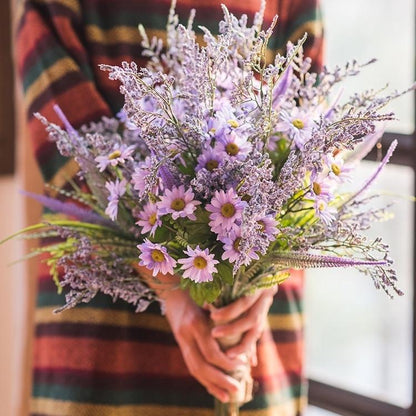  Artificial Silk Bouquet Country Flowers 20" Tall Purple