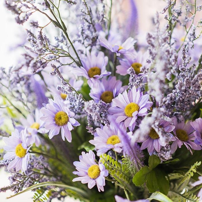  Artificial Silk Bouquet Country Flowers 20" Tall Purple