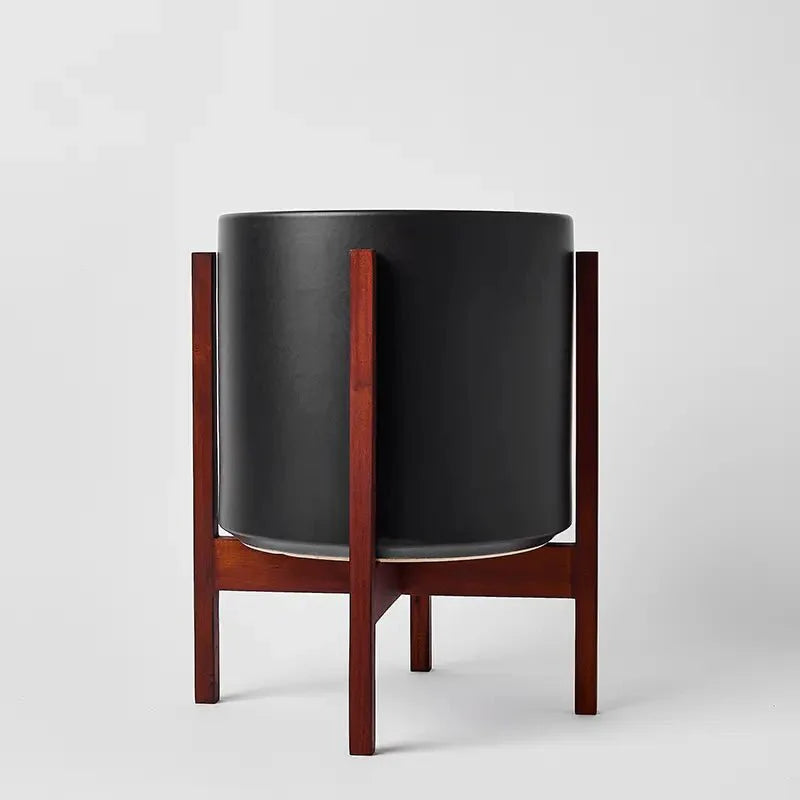  Ceramic Cylinder Planter By Solid Goods With Optional Mahogany Stand