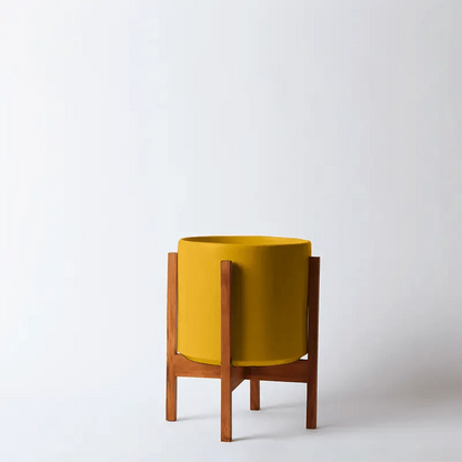  Ceramic Cylinder Planter By Solid Goods With Optional Mahogany Stand