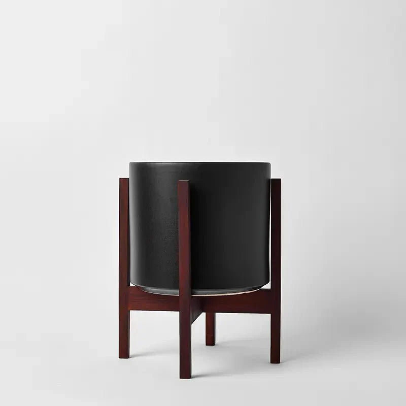  Ceramic Cylinder Planter By Solid Goods With Optional Mahogany Stand