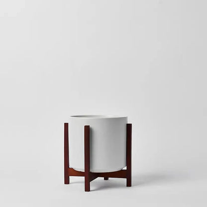  Ceramic Cylinder Planter By Solid Goods With Optional Mahogany Stand
