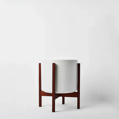  Ceramic Cylinder Planter By Solid Goods With Optional Mahogany Stand