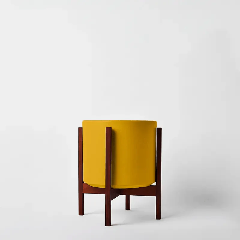  Ceramic Cylinder Planter By Solid Goods With Optional Mahogany Stand