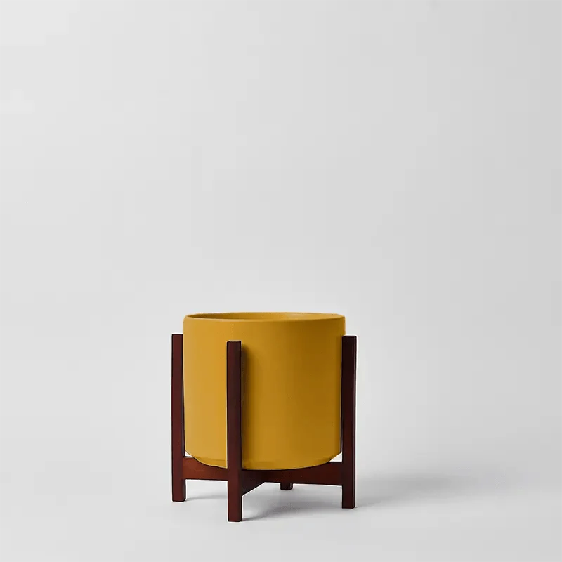  Ceramic Cylinder Planter By Solid Goods With Optional Mahogany Stand