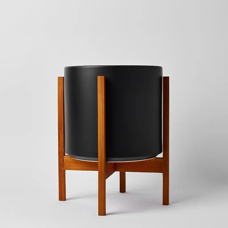  Ceramic Cylinder Planter By Solid Goods With Optional Mahogany Stand