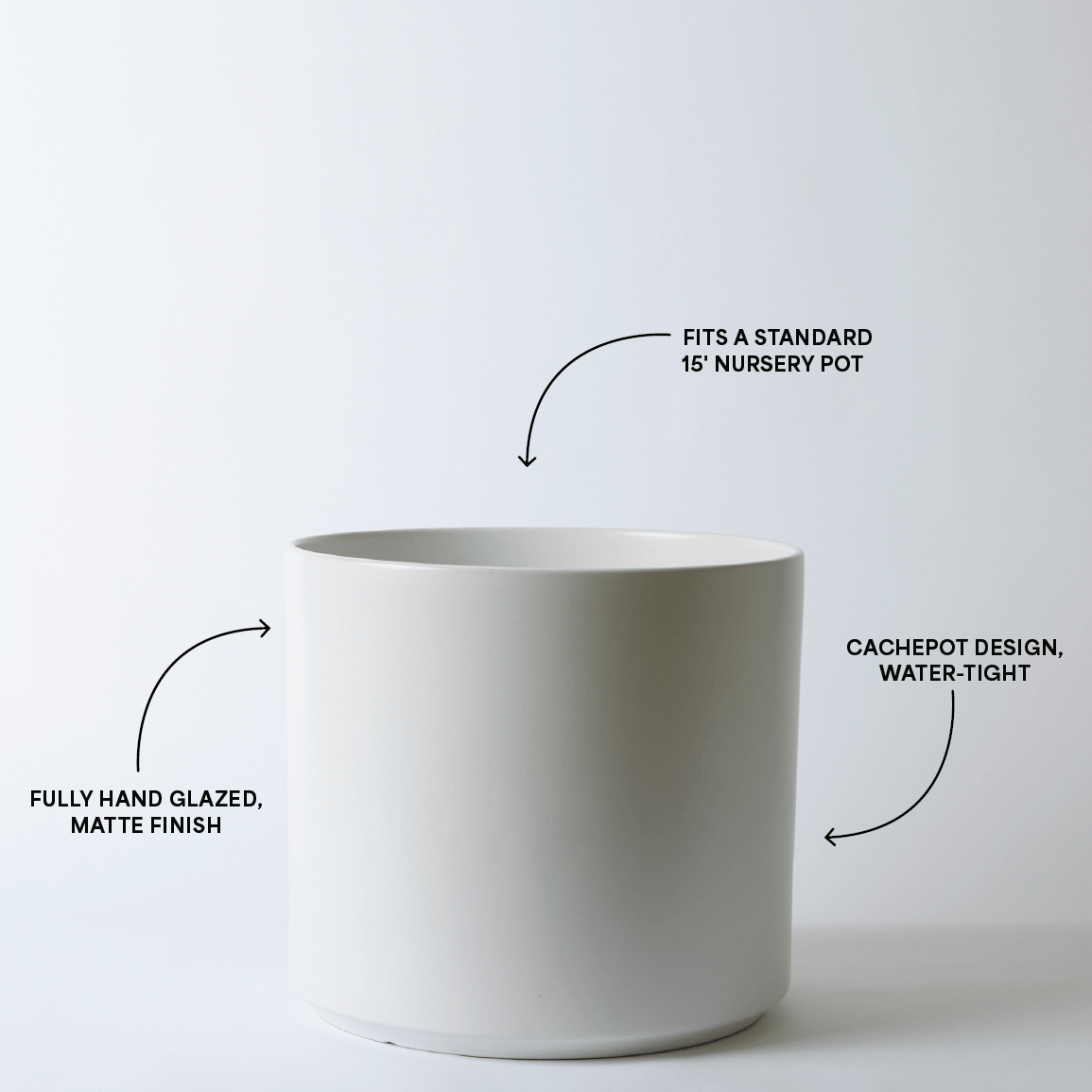  Ceramic Cylinder Planter By Solid Goods With Optional Mahogany Stand