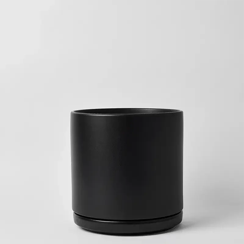  Ceramic Cylinder Planters With Saucer – Modern Indoor & Outdoor Pots In Multiple Sizes