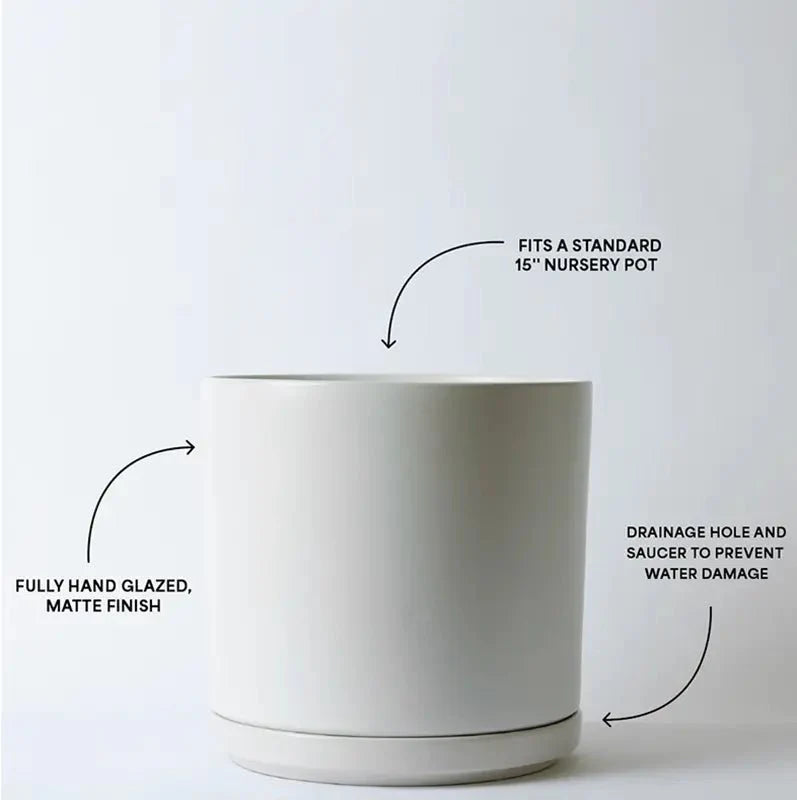  Ceramic Cylinder Planters With Saucer – Modern Indoor & Outdoor Pots In Multiple Sizes