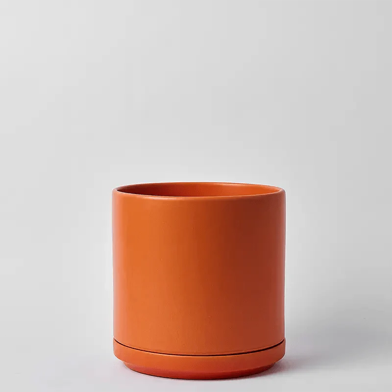 Ceramic Cylinder Planters With Saucer – Modern Indoor & Outdoor Pots In Multiple Sizes