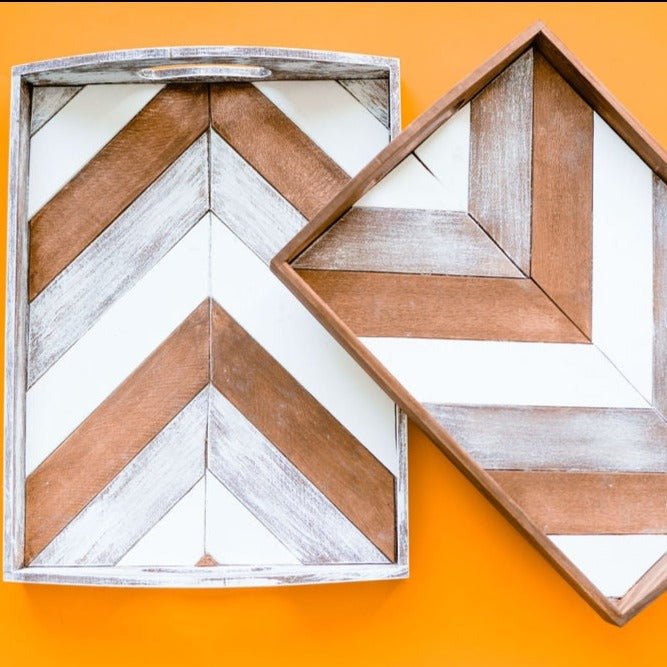  Chevron Wood Tray Kit