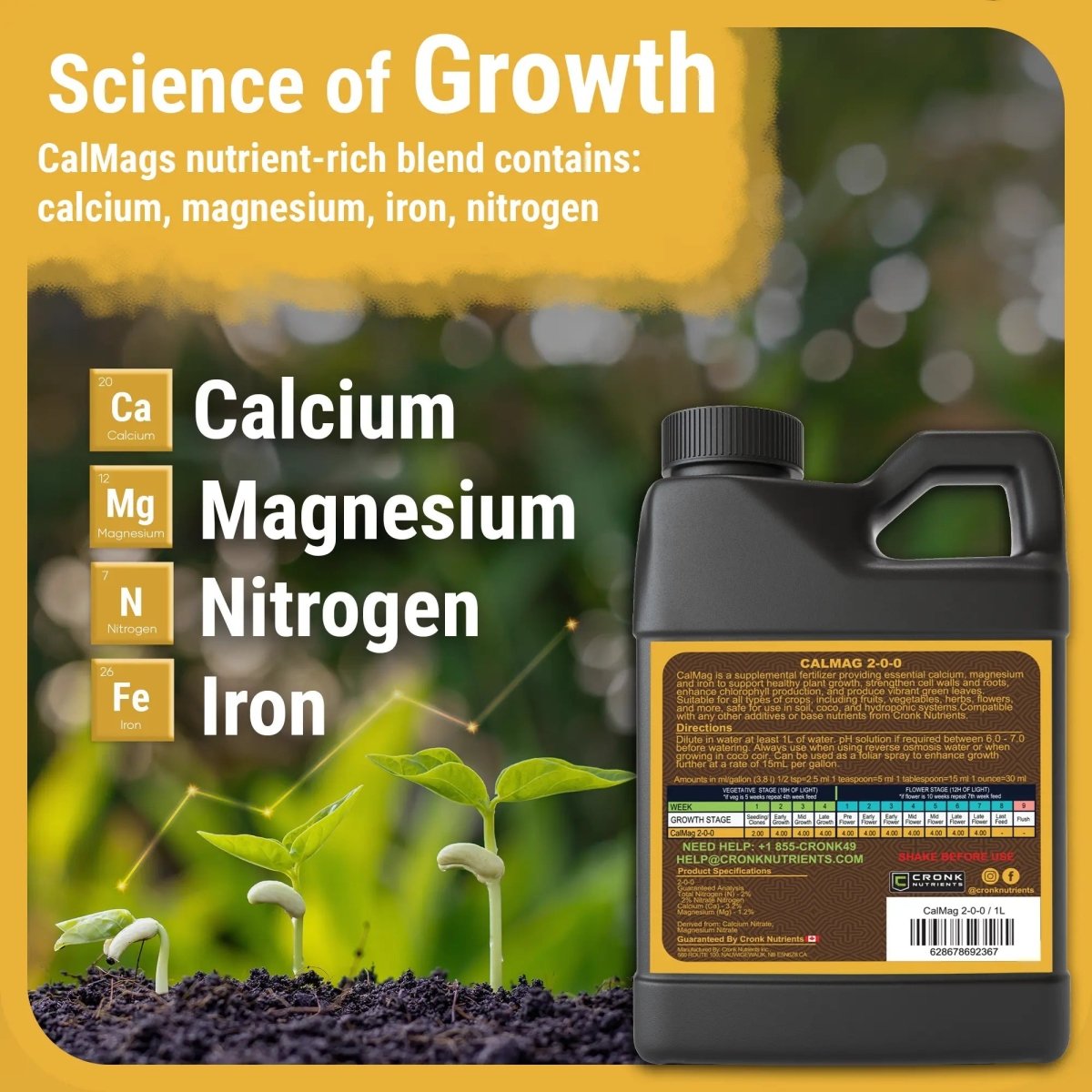 Cronk Nutrients CalMag 2-0-0 | Calcium, Magnesium & Iron Plant Supplement