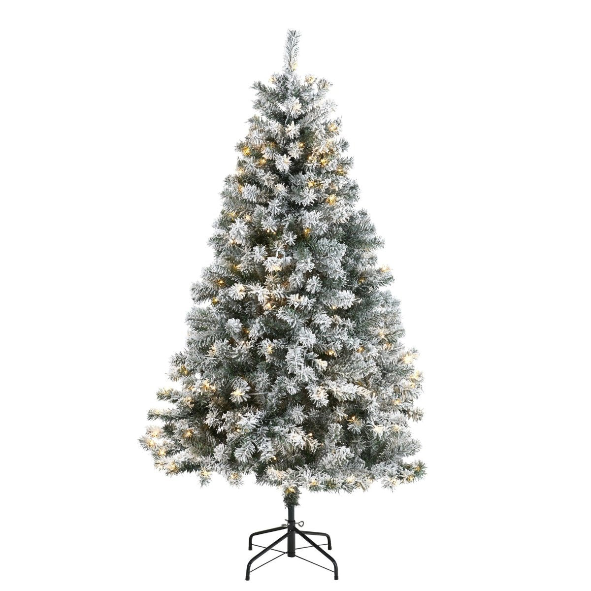  Flocked Rock Springs Spruce Tree | 6' Pre-Lit Artificial Christmas Tree