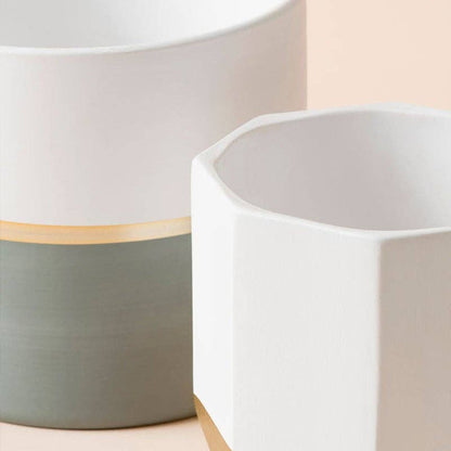  Garonne Rose Gold & Grey Planter Pot Set