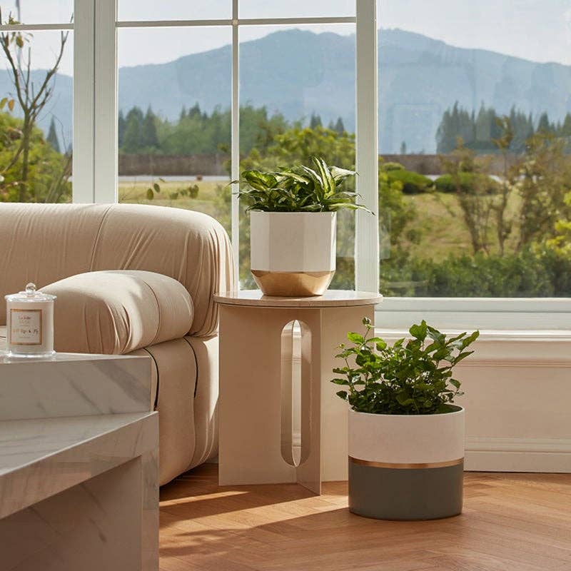  Garonne Rose Gold & Grey Planter Pot Set