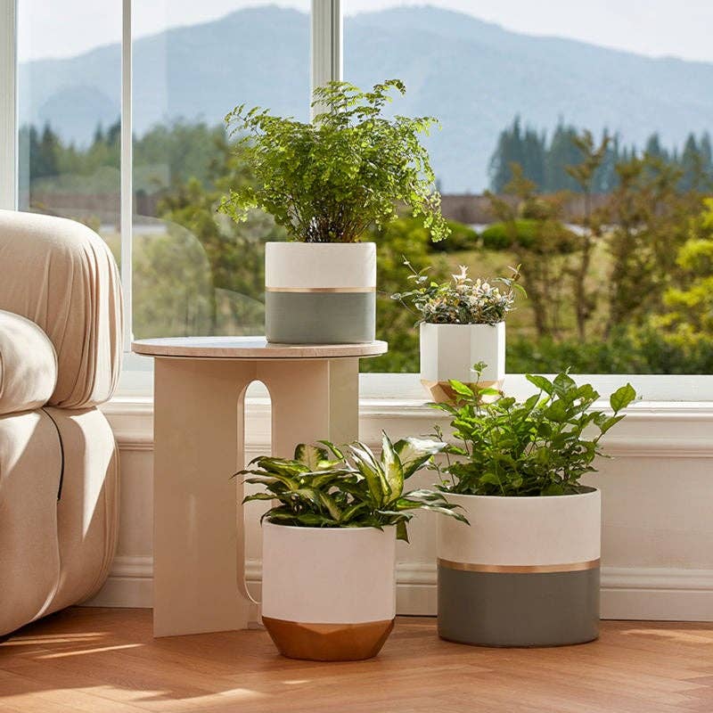  Garonne Rose Gold & Grey Planter Pot Set