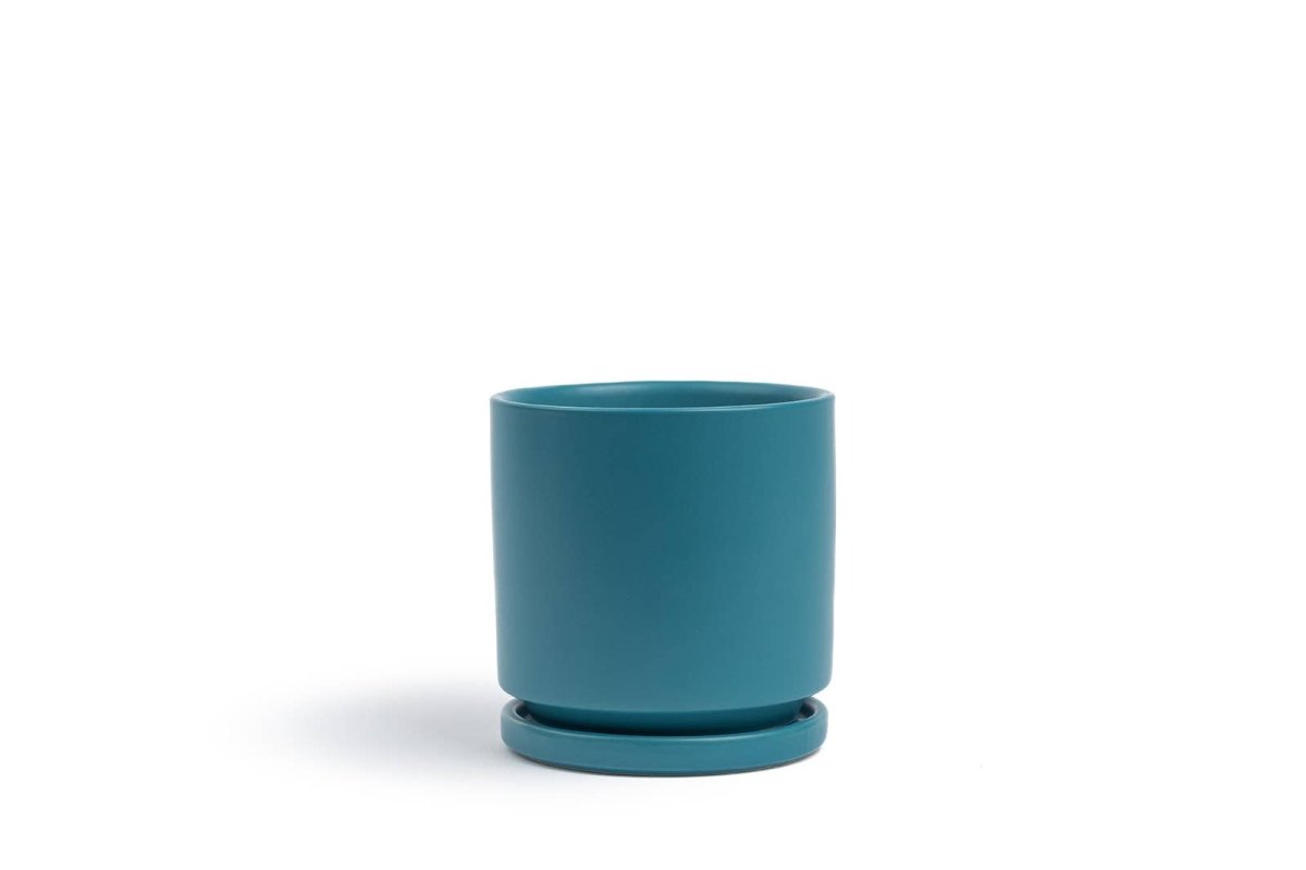  Gemstone Porcelain Planter Pot With Water Saucer 10.5 Inch